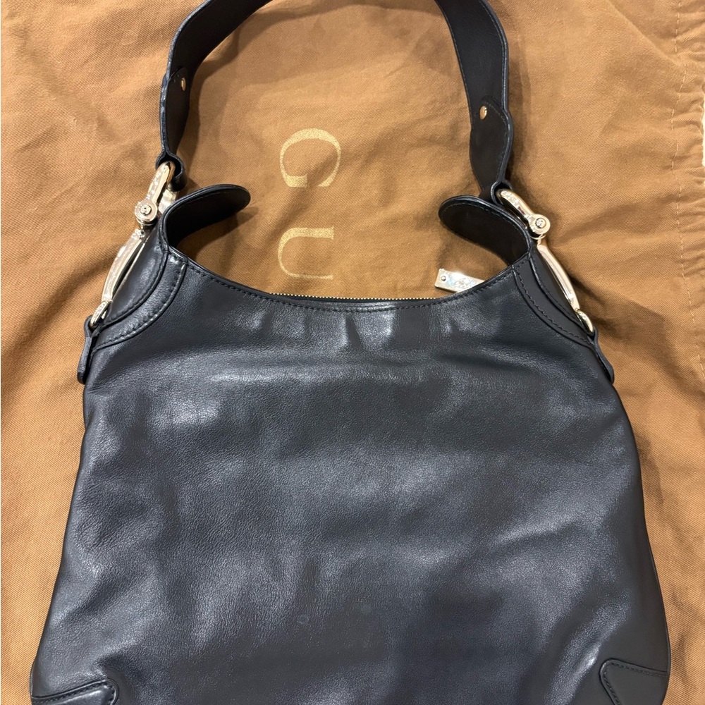 Gucci Black Leather Hobo Bag